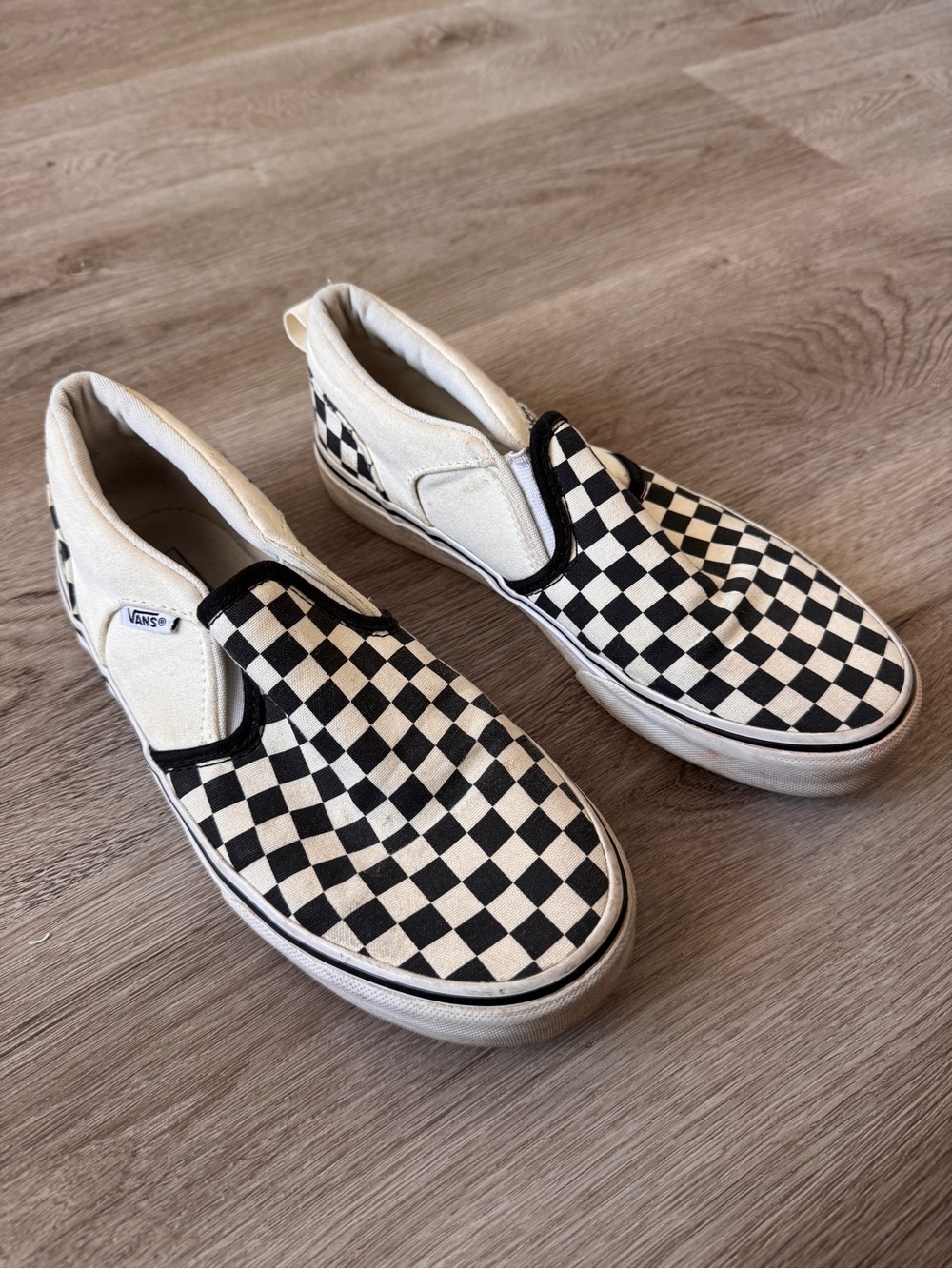 Vans Checkerboard Canvas Sneakers Youth 6 Black White